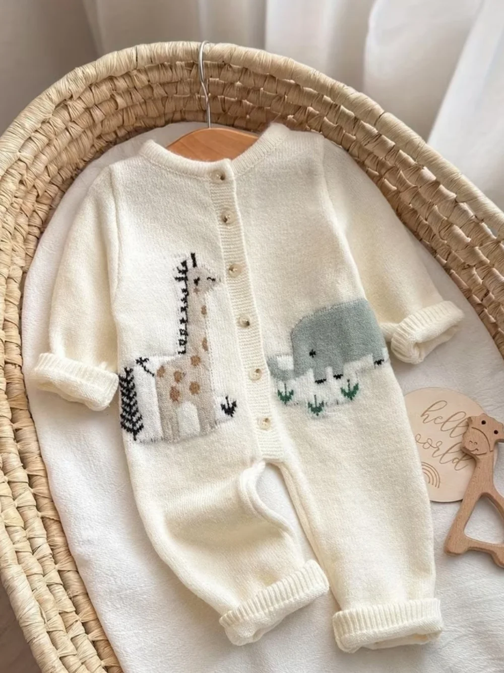 Boutique Zoo Animals Knit Sweater Romper Unisex